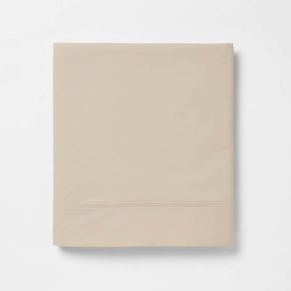 Threshold 300 Thread Count Ultra Soft Flat Sheet True Khaki, Queen - Picture 1 of 2